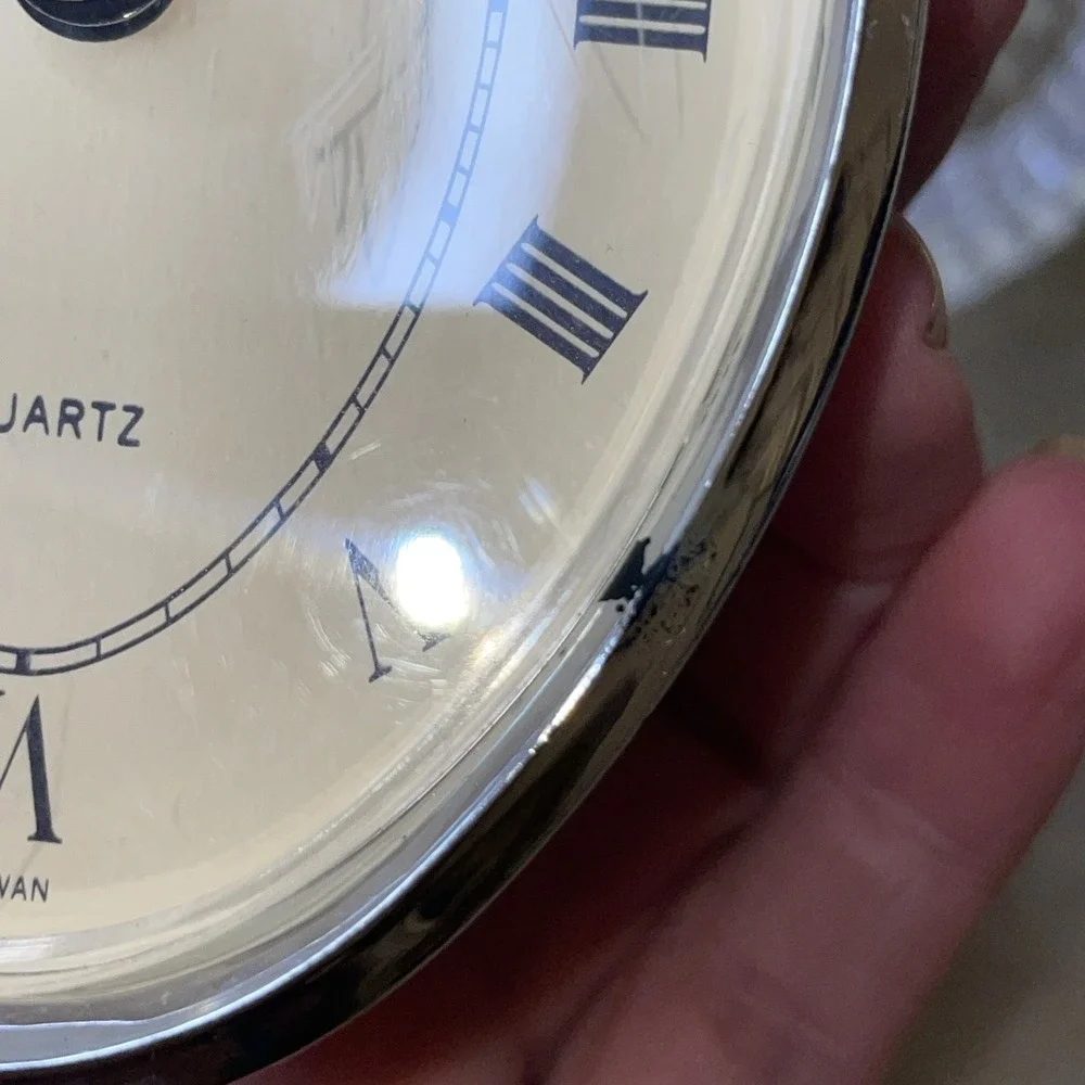 Vintage Lead Crystal Glass Shelf Mantle Bedside Quartz Clock WORKS Crystal Clear